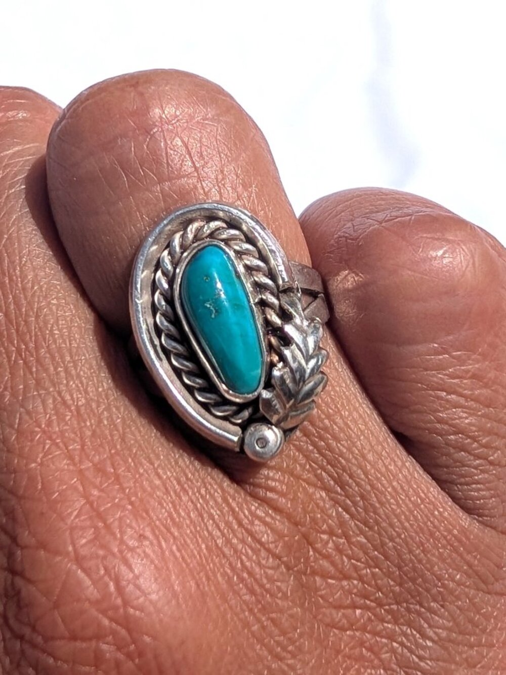 VTG Navajo Sterling Silver Turquoise Ring Sz. 6 Not Signed Native American 5.4g